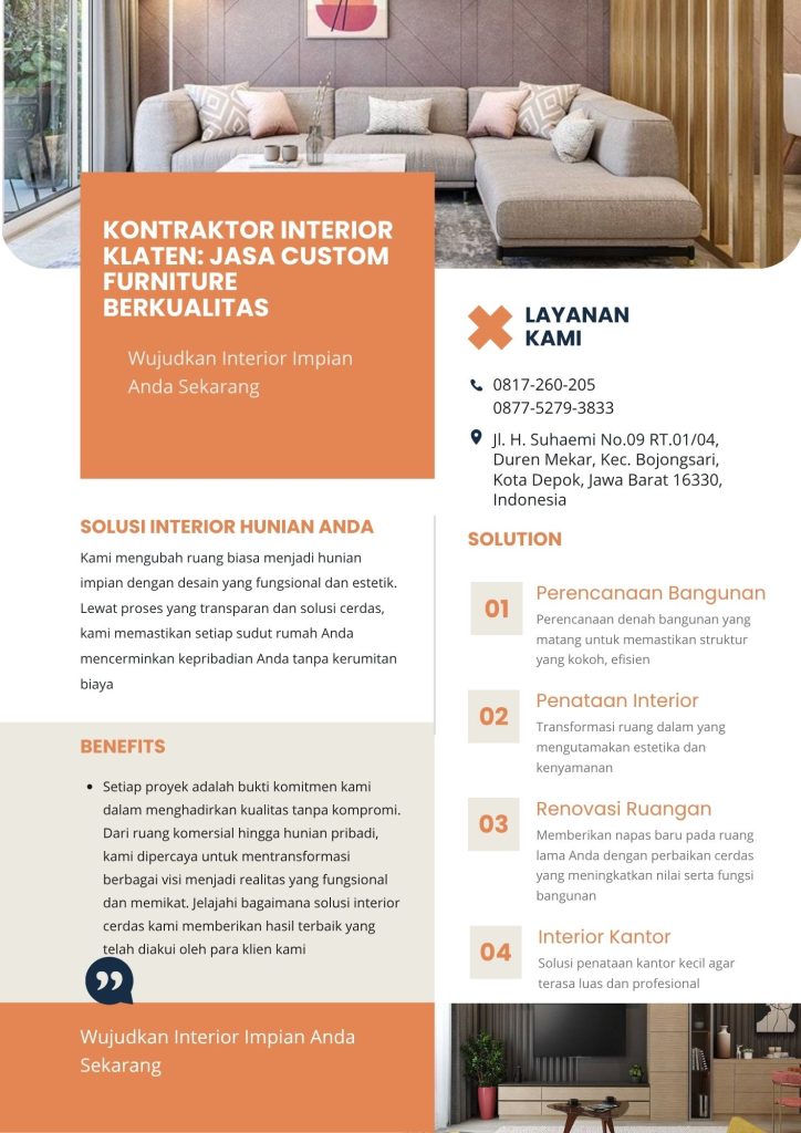 Kontraktor Interior Klaten Jasa Custom Furniture Berkualitas